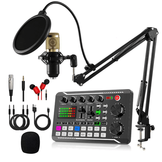Kit studio microphone à condensateur BM800 carte son F998, live, podcast, jeux, karaoké - Smart Business Center